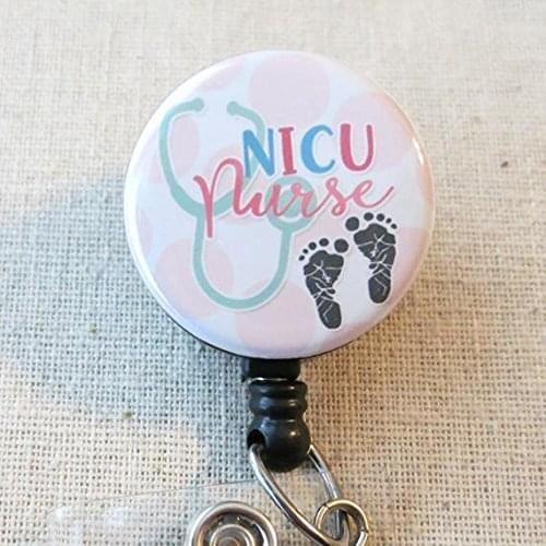 NICU Baby Feet Retractable ID Name Badge Holder