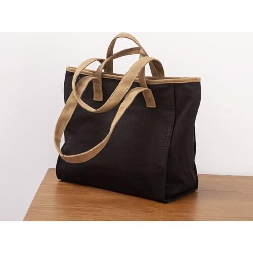 2021 New Foreign Trade Korean Canvas Bag Large-capacity Hand-held Shoulder Bag Lady Hit Color Cloth Bag A Hair