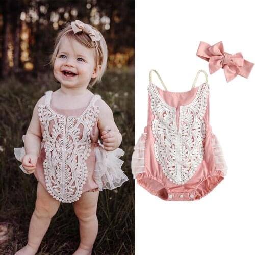 0-24M Cute Newborn One-piece Jumpsuits Infant Baby Girls Princess Halter Backless Sleeveless Lace Ruffles Romper Holiday Outfits