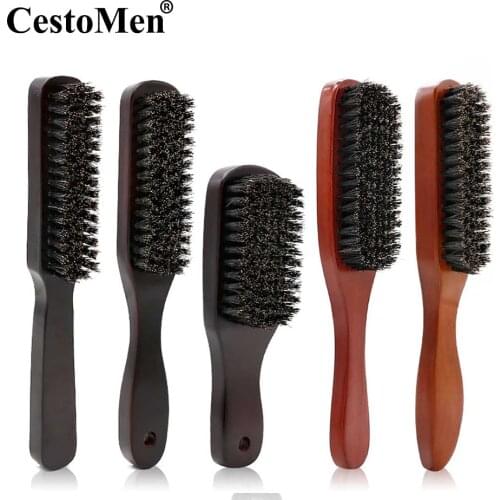 Barber Solid Wood Boar Shaving Brush Beard Massage Black Boar Bristle Hair Brush Curved Wooden Men Beard Mustache Brushes