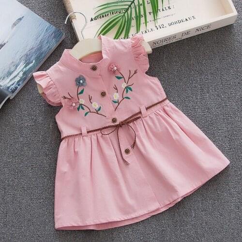 Girls Dress 2020 Summer Sleeveless Dress Cotton Fashion Sweet Style Princess Dress 0-5Y Flower Kids Clothes