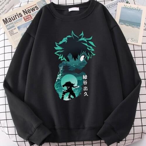 My Hero Academia Japan Anime Todoroki Deku Bakugou Crewneck Pullover Autumn Winter Female Sweatshirt Men Women Harajuku Top