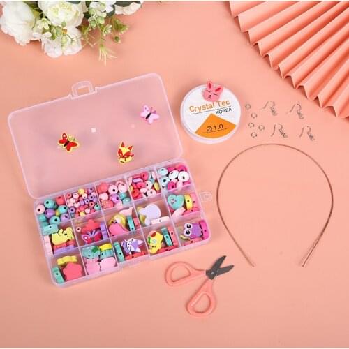 Mixed Animal Wood Beads Kits Kids Toys Loose Spacer Beads Set for Childrens Necklace Bracelets Jewelry Making Diy Craft Kit