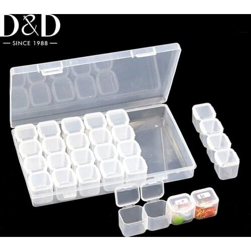 28 Slots Adjustable Plastic Storage Box for jewelry Diamond Embroidery Craft DIY Bead Storage Case Organizer
