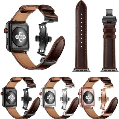 Replacement Oil Wax Leather Strap for Apple Watch Band 38/42MM 40/44MM Men/Women Classic Bracelet for iWatch Series SE/6/5/4/3/2