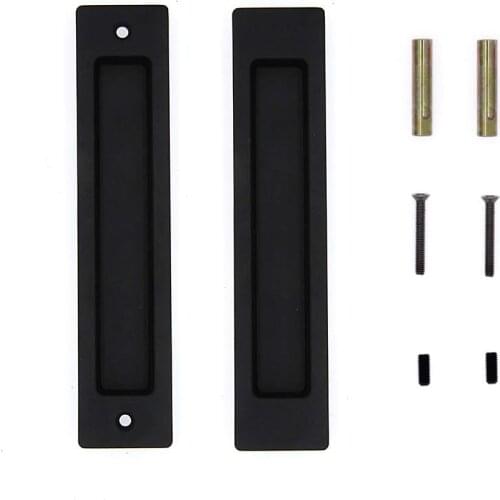 Sliding Barn Door Flush Handle 180mm Invisible Finger Pull for Cabinets Drawers Rectangular Matte Black Free Sharp Edge