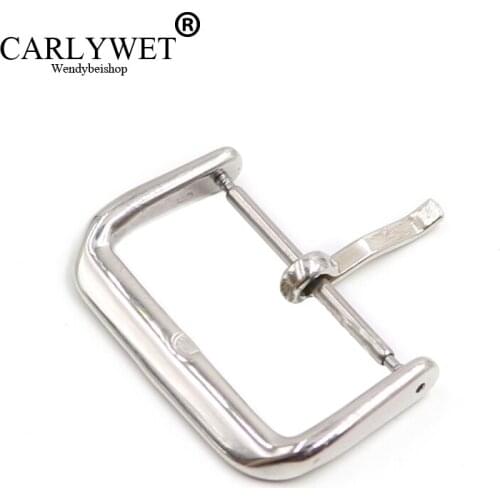 CARLYWET 14 16 18 20 22mm Replacement 2mm Tongue Silver Black Rose Gold polished Stainless Steel Pin Buckle For Watchband Strap