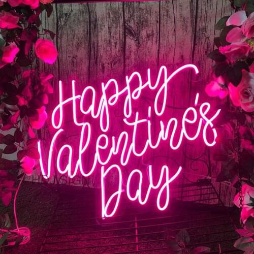 Custom LED Neon Sign Happy Valentines Day Wall Decor For Home Cafe Bar Restaurant Party Neon Light Creative Couple Gift