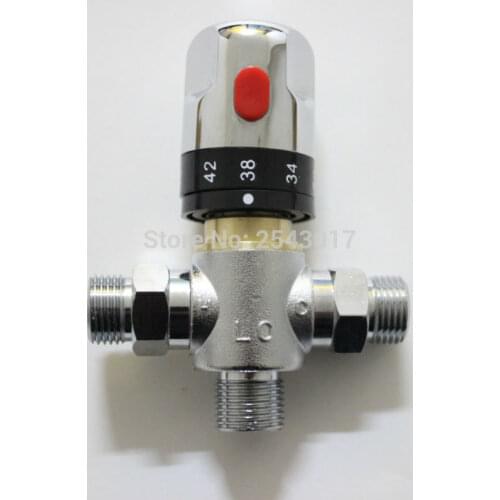 G1/2' Thermostatic Mixing Valve Copper Brass Faucet Cartridge Temperature Control Mixing Water G1/2' Pipe Thermostat Valve ZR988