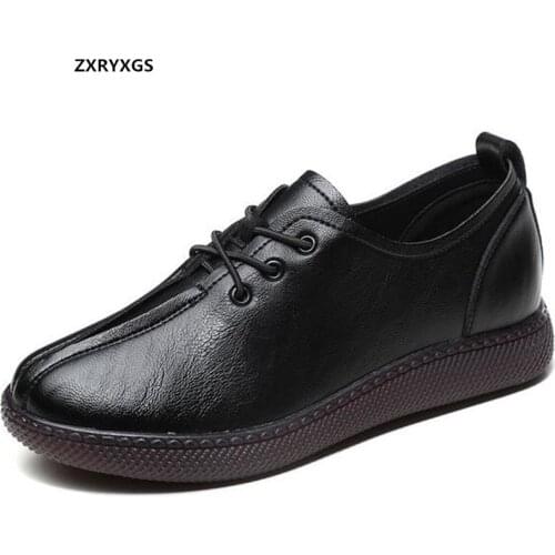 Promotion 2021 New Spring Genuine Leather Shoes Casual Flats Soft Sole Anti-slip Wear Comfortable Sneakers Women Loafers Shoes