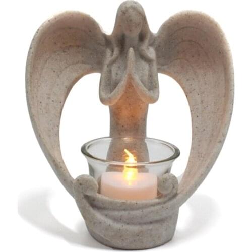 Creative Resin Angel Figurines Candlestick Handmade Crafts Candle Holder Decor