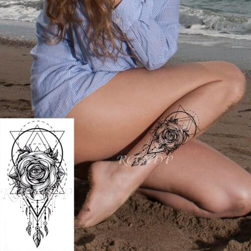 Waterproof Temporary Tattoo Sticker Eye Flower Feather Triangle Circle Geometry Element Fake Tatoo Flash Tatto for Women Men