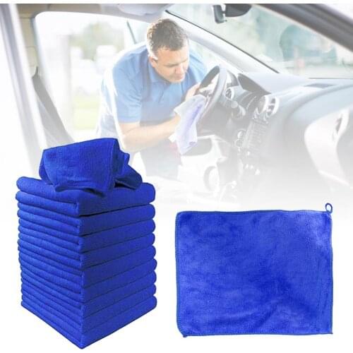 10 PCS Microfiber Car Cleaning Absorbent Square Towel Automobile Motorcycle Washing Glass Household Cleaning Small Towel