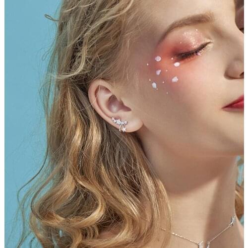 1 Pair Fashion Sweet Sparkling Zircon Star Tassel Ear Clips Simple Wave Lightning Ear Clips Ear Bone Rings No Ear Hole Earrings