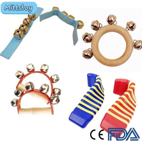 1Pcs 6-12 Months Woodens Beat Music Montessori Educations Percussion Toy Bells Wooden Educational toys Imagination Learning Toys