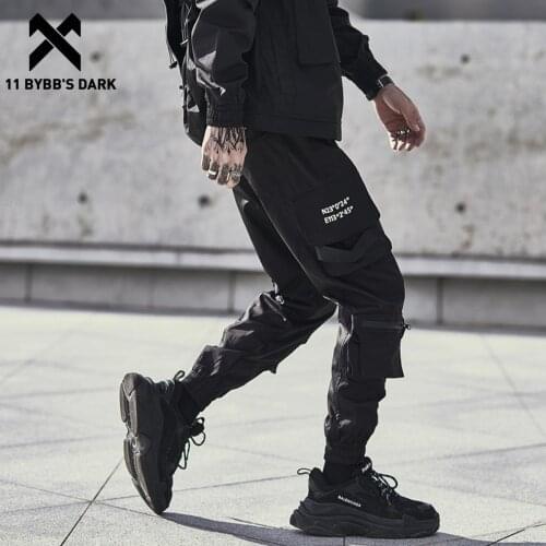 11 BYBBS DARK Hip Hop Cargo Pants Mens Tactical Functional Joggers Men Trousers Streetwear Multi Pockets Pants Loose 2021 Black