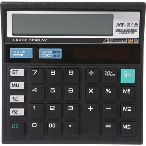 12 Digit Solar Battery Dual Power Large Display Office Desktop CT-512 Calculator