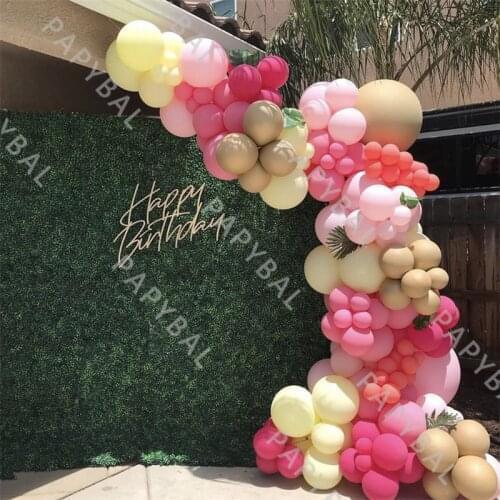134Pcs Yellow Pink Balloons Arch Garland Kit Chrome Gold Latex Balloons Wedding Birthday Party Decor Baby Shower Globos Supplies