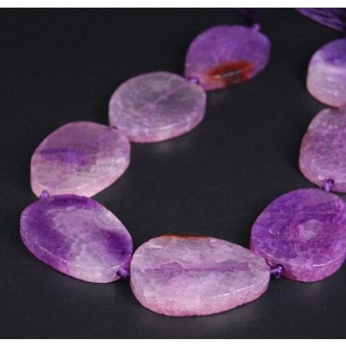 15.5"/strand Large Size Natural Purple Crack Dragon vein Agates Slab Nugget Loose Beads,Onxy Stone Slice Pendants Jewelry Making