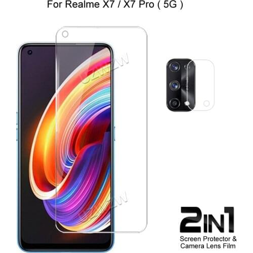 2 in 1 For Realme X7 Pro / X7 5G Camera Lens Film & Screen Protector Guard Protective HD Tempered Glass Explosion Proof
