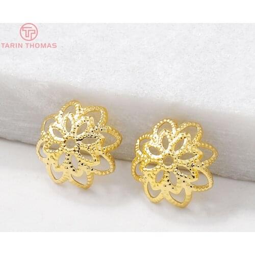 20PCS 11x4MM Hole 1MM 24K Gold Color Plated Brass Beads Caps Tassel Caps High Quality Diy Jewelry Accessories