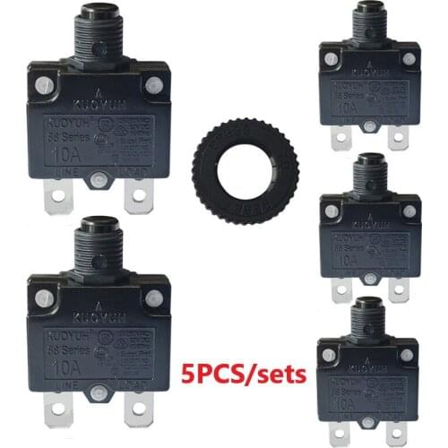 5 sets Kuoyuh 88 series 10A plastic nut resettable thermal motor protection circuit breaker