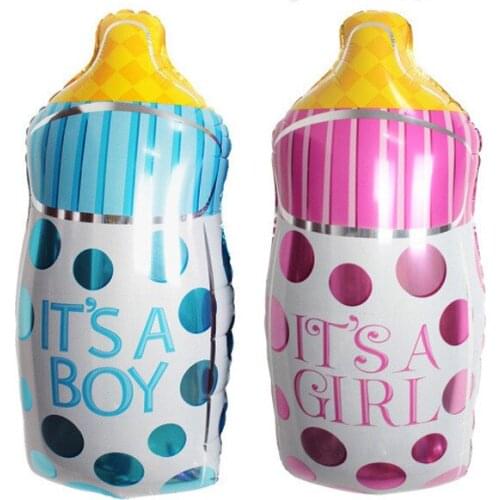 50pcs/lot Mini Milk bottle shape air balloons its a boy its a girl baby show Birthday Party Decoration foil globos kids toys