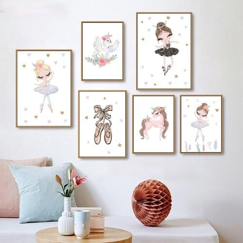 5D Diamond Painting Unicorn Poster Nordic Ballet Girl Wall Art Painting Posters And Prints Cartoon Swan Wall Picture Girl Rooms
