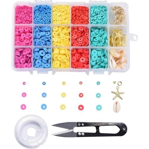 6-Color Multi-Specification Polymer Clay Pieces with Tool Set DIY Color Polymer Clay Pieces Spacer Beads Bracelet Jewelry