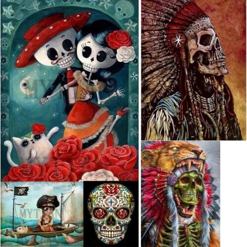 New 5D DIY Diamond Diamond Painting cartoon Skull flowers full square/round Cross Stitch Diamond Pictures Rhinestone Home Decor