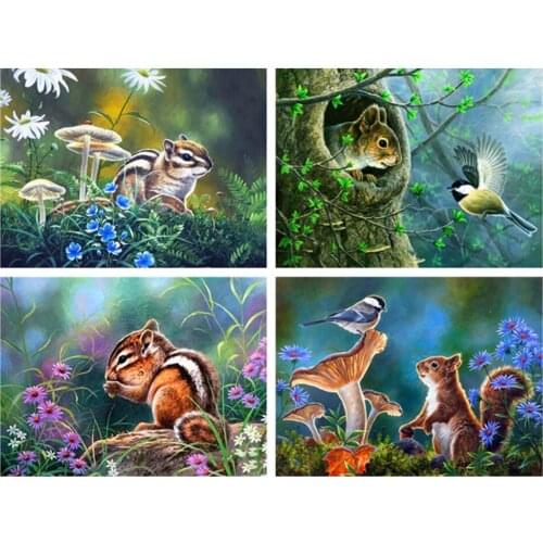 DIY 5D Diamond Art Painting Squirrel Gift Diamond Mosaic Embroidery Animal Paintings for Interior Home Decor Needlework Crafts