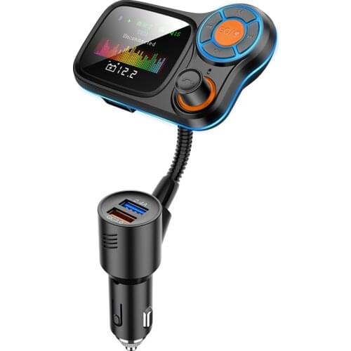 Wireless Bluetooth FM Transmitter for Car, Color Screen Wireless Car Radio Adapter with QC3.0 & 2.4A Charging