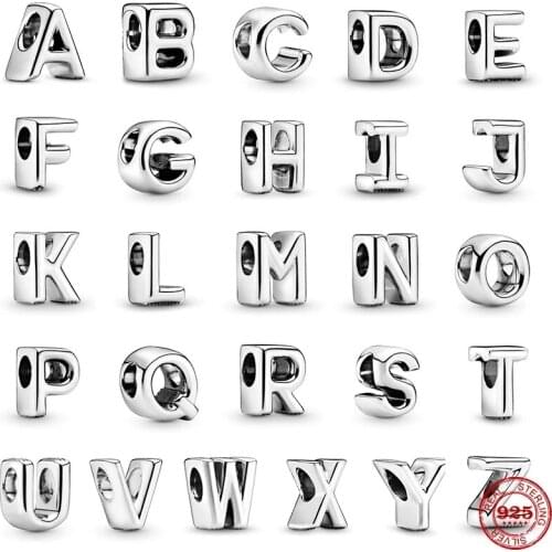 New Letter Alphabet A-Z Charm Name Charm Fit Original Pandora Charms Beads Silver 925 Bracelet Accessories DIY Women Jewelry
