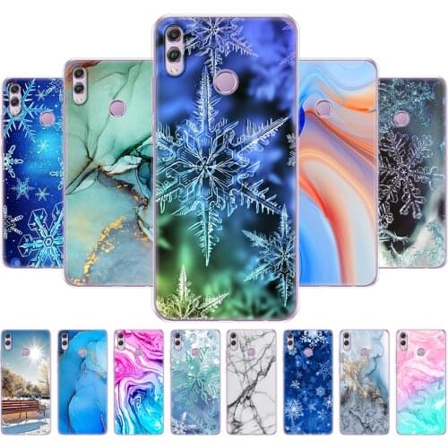 For Huawei Honor 8X Case 6.5 inch Silicon Soft TPU Back Phone Cover for huawei honor 8x Coque marble snow flake winter christmas