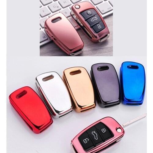 Auto Car Styling Soft TPU Key Case For Audi A1 A3 A4 A5 Q7 A6 C5 C6 Car Holder Shell Remote Cover Car-Styling keychain