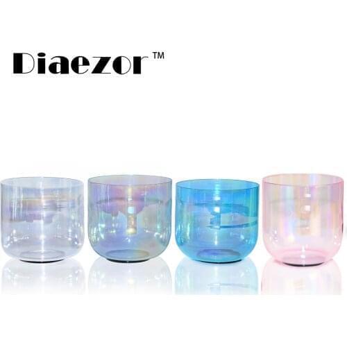Diaezor 5.5 Inch note C D E F G A B Colored Cosmic Light Chakra Clear Alchemy Crystal Singing Bowl For Meditation sound healing