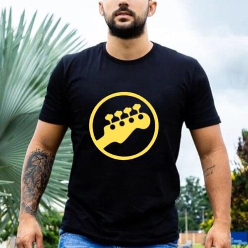 Summer Cotton Short Sleeve T-Shirt Guitar Print Player Music Rock Man Tshirt Fashion Cool Round Neck Loose Camisa Male