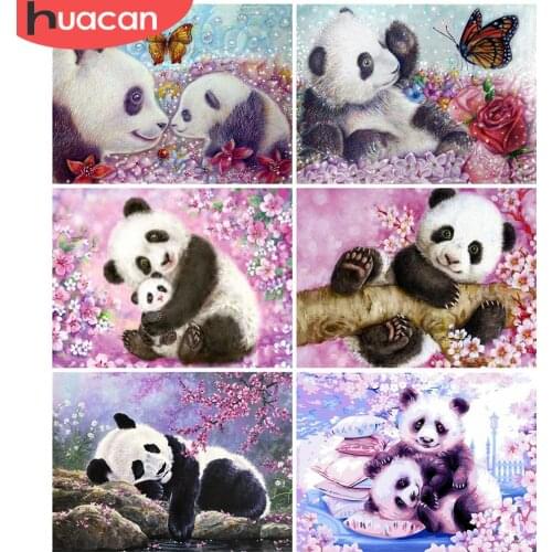 HUACAN 5D DIY Diamond Painting Panda Full Square Round Drill Diamond Embroidery Animal Picture Of Rhinestone Sale Home Decor
