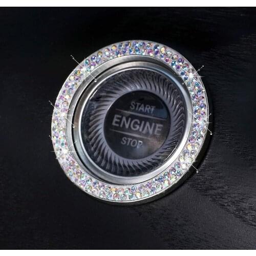 Car Engine Start Stop Button Decoration Ring Decal Ignition Button Ring Crystal Bling Rhinestone Trim Car Accessories Styling