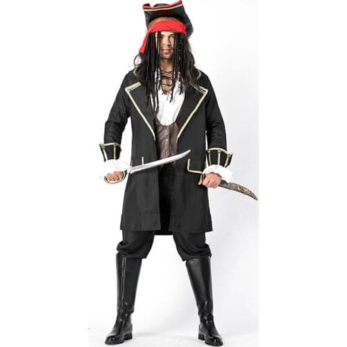 Halloween Costume Cosplay Captain JACK Male Pirate Costume Male Pirate Robber Performance Stage Costume