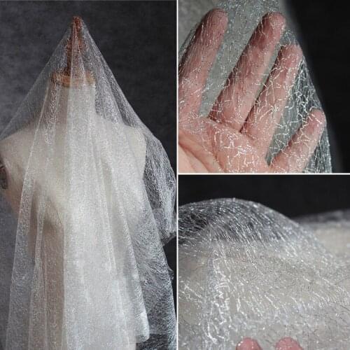 Lace13 1Yard 100*165cm The New Fashion Bling Bling Gray Hand-woven Wedding Veil Lace Hollow out Mesh Fabric The Curtain Clothes