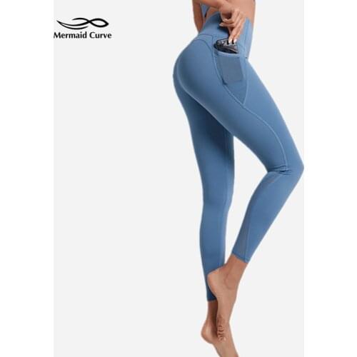 New Net Yarn Patchwork Yoga Pant Women Push Up Hip Breathable Training Leggings Gym Fitness High-Waist Pocket Running Leggings