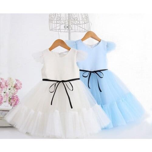 2021 Summer Girls Dress 12Months - 6Years Princess Cotton Solid Fluffy Mesh Dress One-Year-Old Baby Birthday/Wedding Party Dress