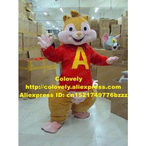 Lovely Brown Alvin and the Chipmunks Mice Mouse Rat Chipmuck Mascot Costume Mascotte With Happy Face Adult No.391 Free Shipping