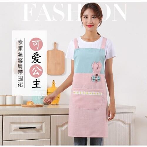 Korean fashion cute princess apron home kitchen cooking clothes ladies strap apron