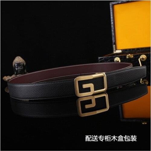 100% Genuine Leather Mens G Belt Fashion Business Casual Belt Automatic Belt Durable Leather