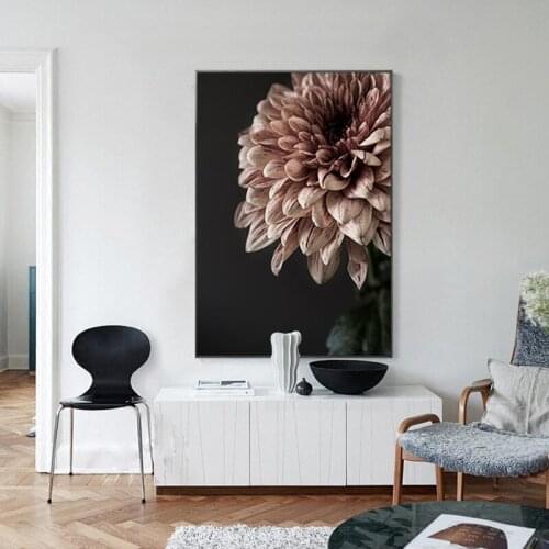 Wall Art Canvas Paintings Modern Pink Dahlia Floral Print Poster Gallery Pictures Interior Bedroom Living Room Home Decor