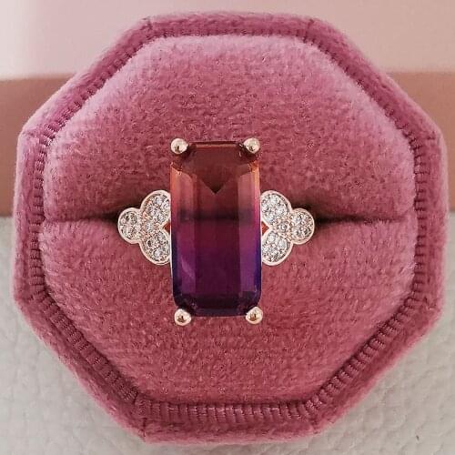 2021 new luxury rose gold Purple color engagement ring for women lady anniversary gift jewelry wholesale Valentines Day R5460
