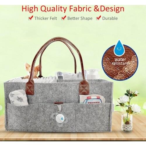 Baby Diaper Organizer Foldable Felt Storage Bag Portable Multi-function Changeable Compartments for Mom Newborn Kids Nappies