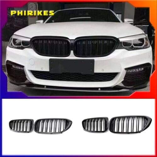 Front Racing Kidney Grille for Bmw New 5 Series G30 G38 525I 530I 540I 550I 17-20 M-Performance Bumper 2 Slat Grill Replacemt